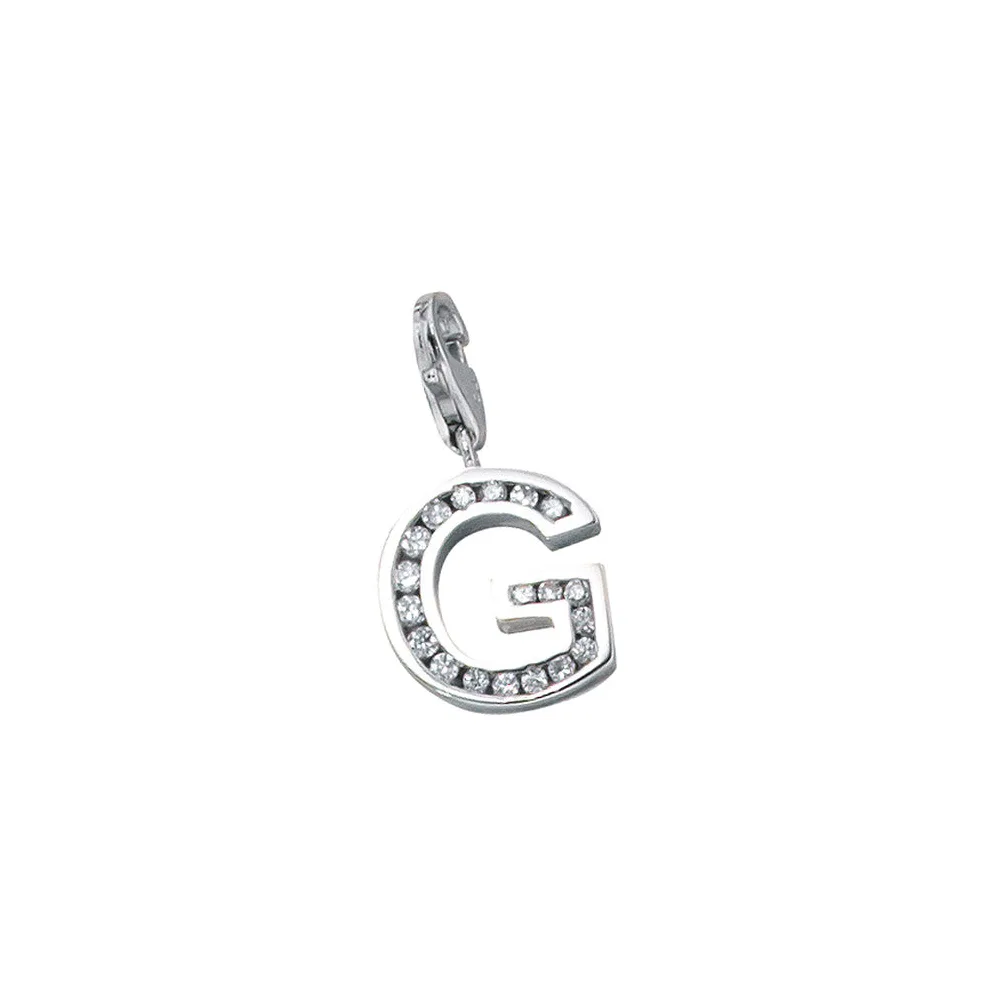 Einhänger Charm Buchstabe G 925 Sterling Silber mit Zirkonia