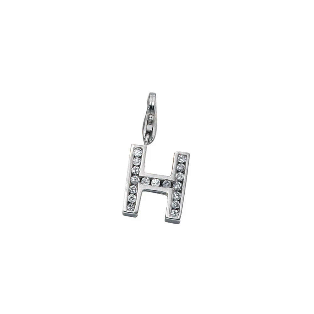 Einhänger Charm Buchstabe H 925 Sterling Silber mit Zirkonia