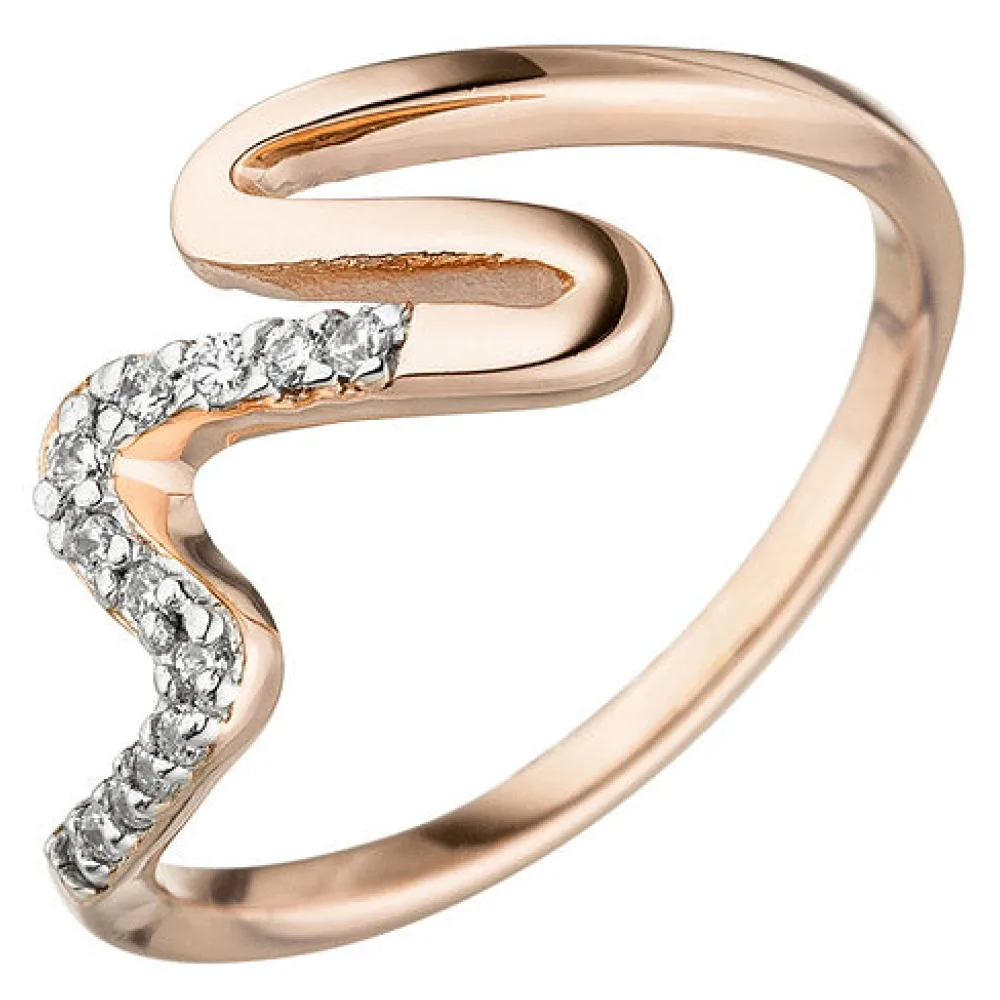 Damen Ring 925 Sterling Silber rotgold vergoldet 13 Zirkonia-56