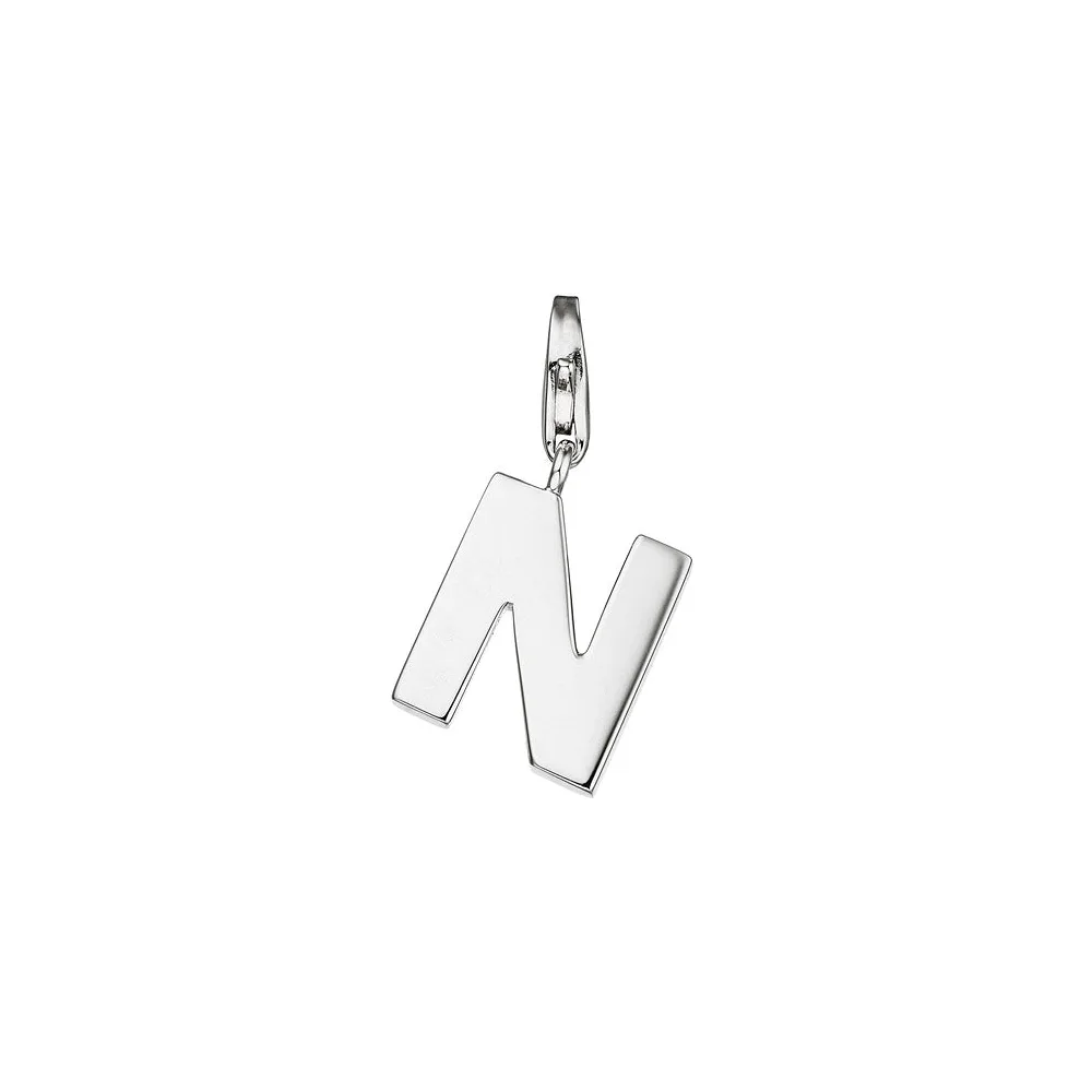 Einhänger Charm Buchstabe N 925 Sterling Silber Anhänger für Bettelarmband