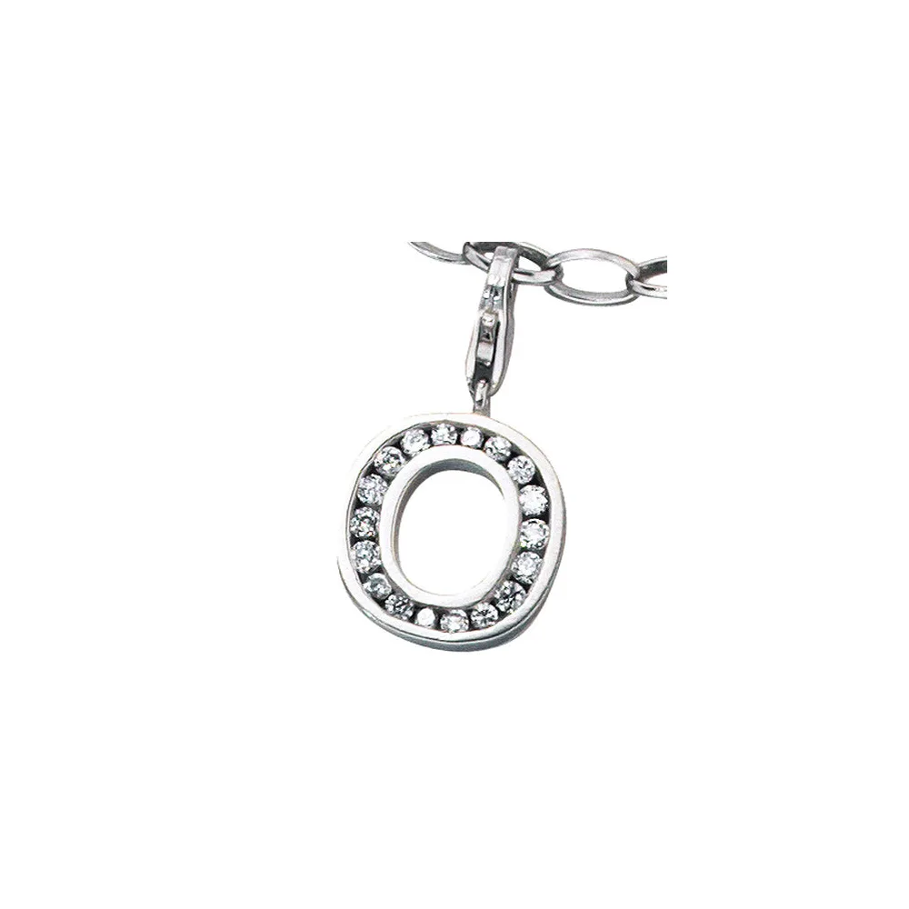 Einhänger Charm Buchstabe O 925 Sterling Silber mit Zirkonia