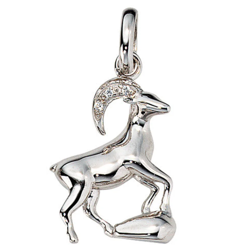 Anhänger Sternzeichen Steinbock 925 Silber mit Zirkonia Sternzeichenanhänger