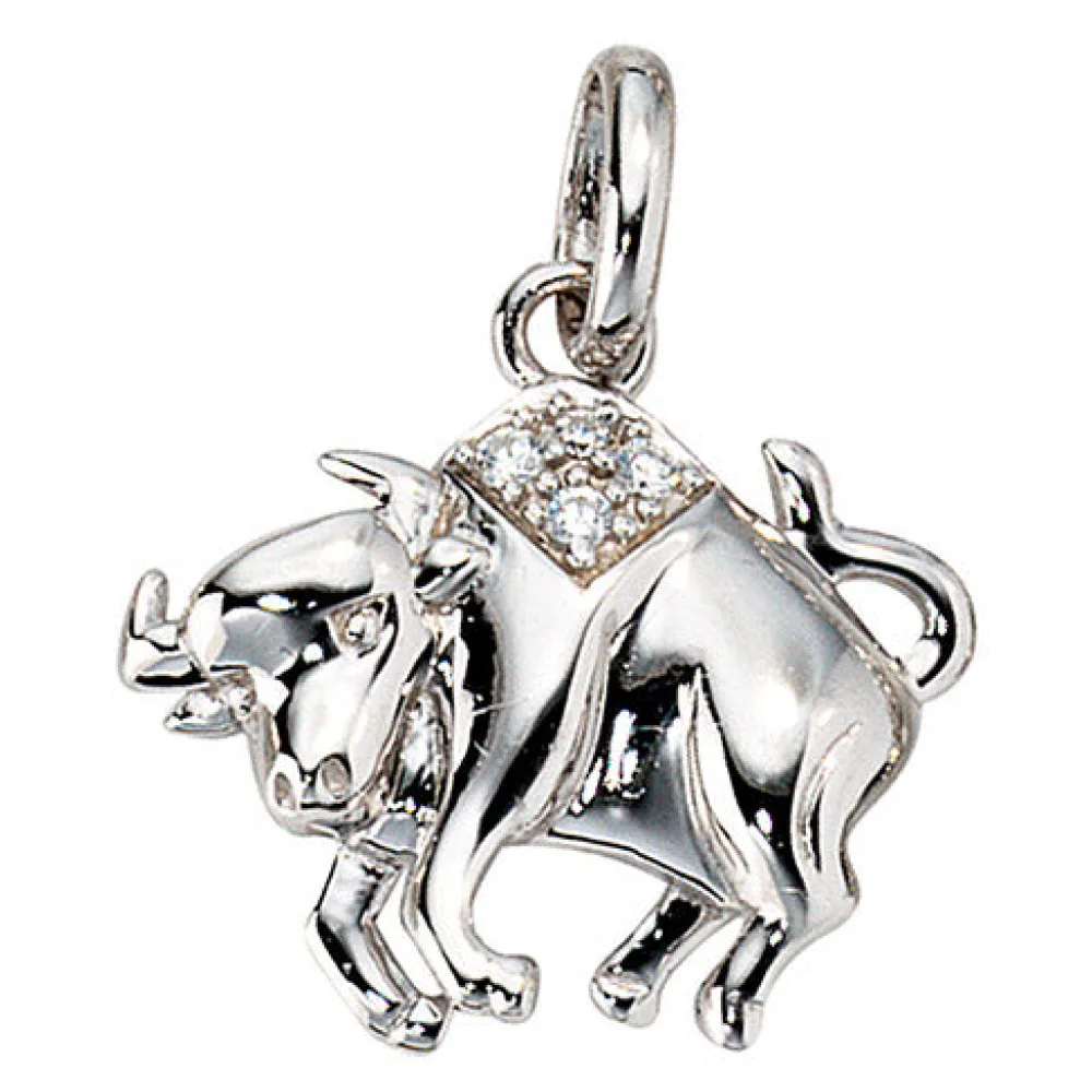 Anhänger Sternzeichen Stier 925 Silber mit Zirkonia Sternzeichenanhänger