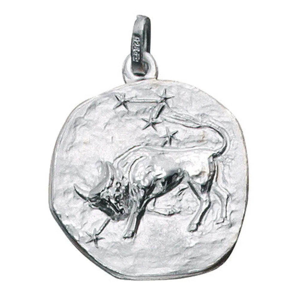 Anhänger Sternzeichen Stier 925 Sterling Silber matt Sternzeichenanhänger