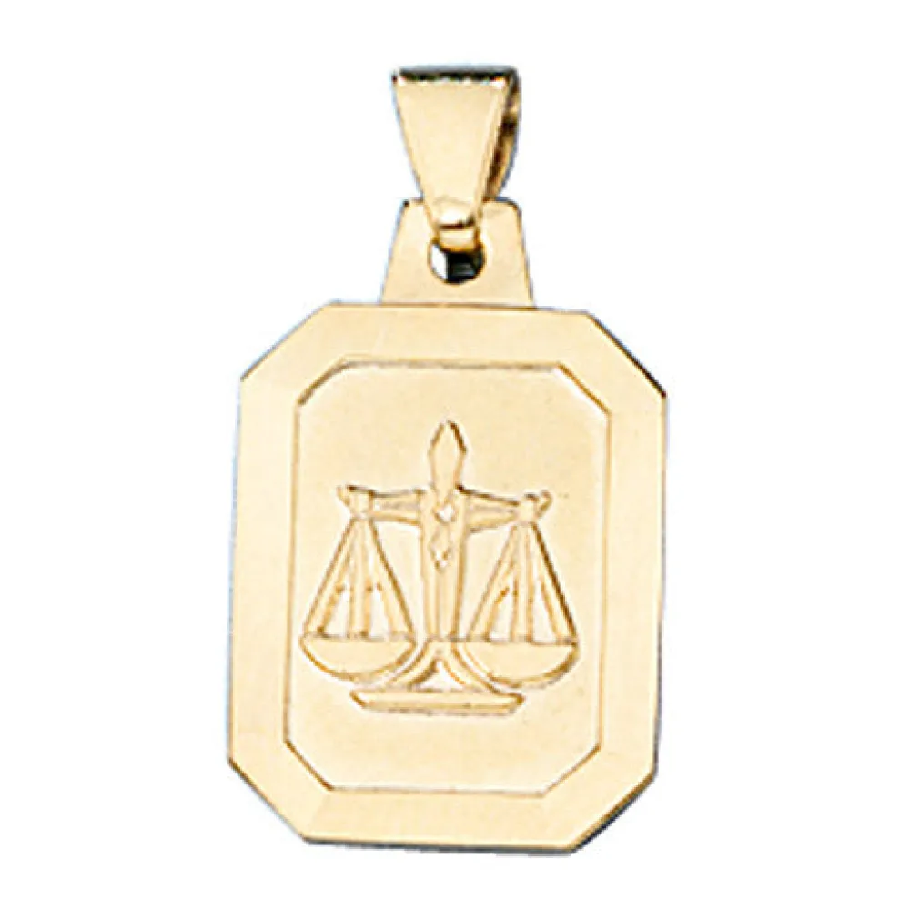 Anhänger Sternzeichen Waage 333 Gold Gelbgold matt Sternzeichenanhänger