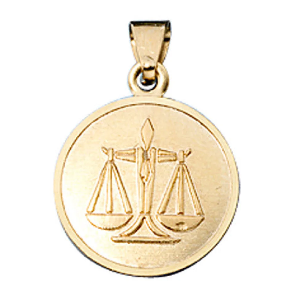 Anhänger Sternzeichen Waage 333 Gold Gelbgold matt Sternzeichenanhänger