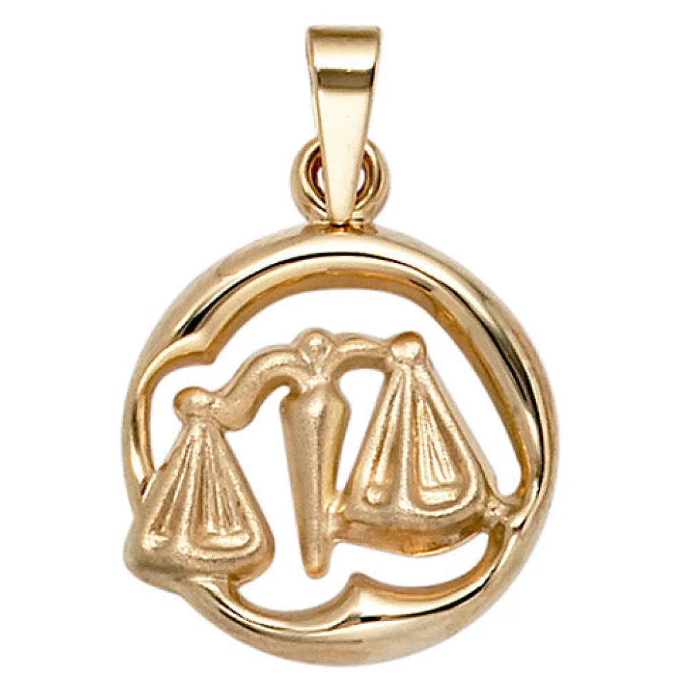 Anhänger Sternzeichen Waage 375 Gold Gelbgold matt Sternzeichenanhänger