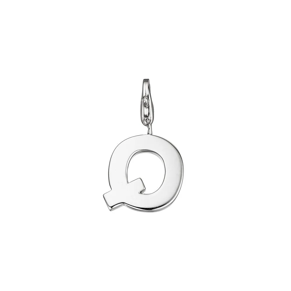 Einhänger Charm Buchstabe Q 925 Sterling Silber Anhänger für Bettelarmband