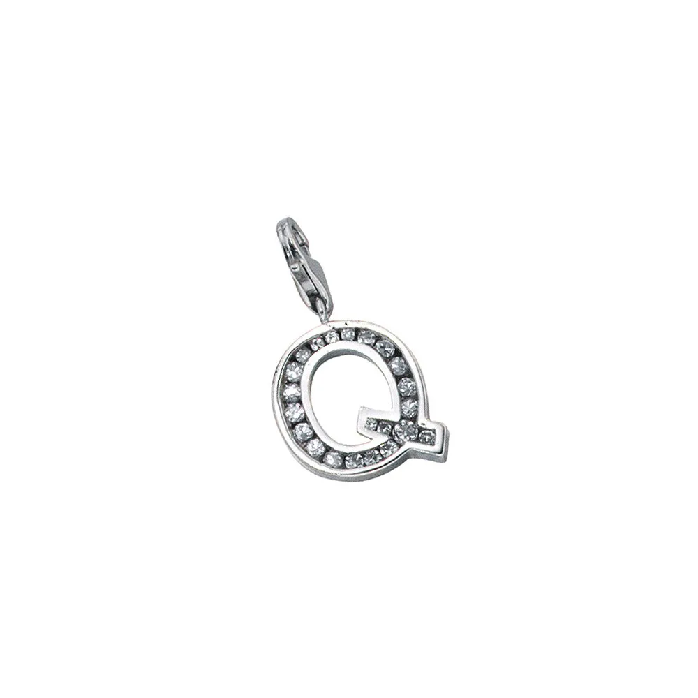 Einhänger Charm Buchstabe Q 925 Sterling Silber mit Zirkonia