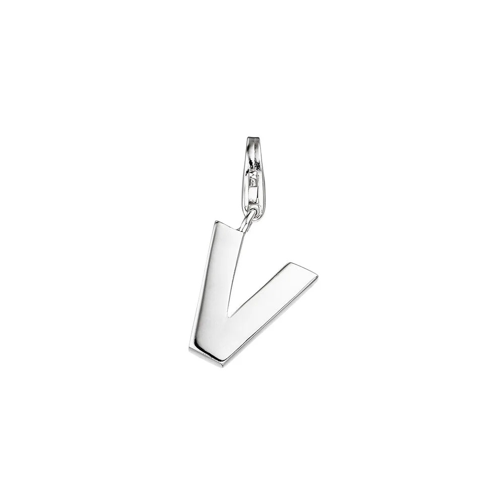 Einhänger Charm Buchstabe V 925 Sterling Silber Anhänger für Bettelarmband