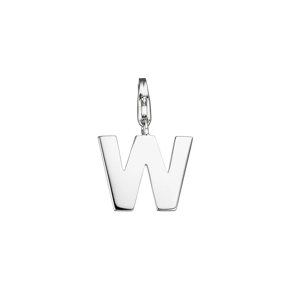 Einhänger Charm Buchstabe W 925 Sterling Silber Anhänger für Bettelarmband