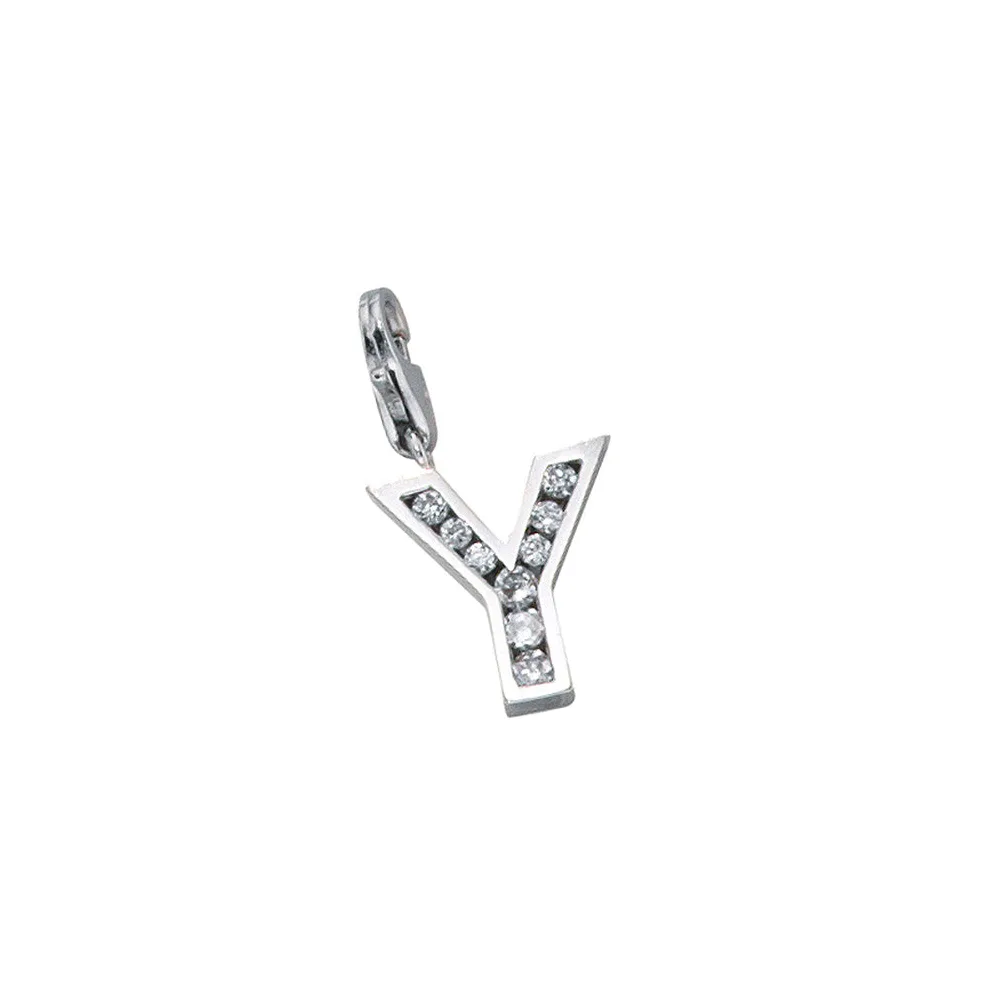 Einhänger Charm Buchstabe Y 925 Sterling Silber mit Zirkonia