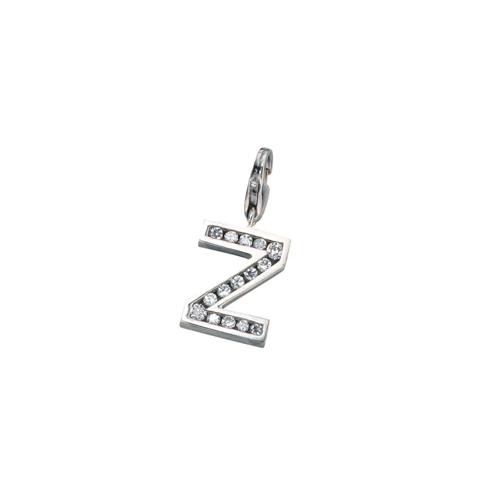 Einhänger Charm Buchstabe Z 925 Sterling Silber mit Zirkonia