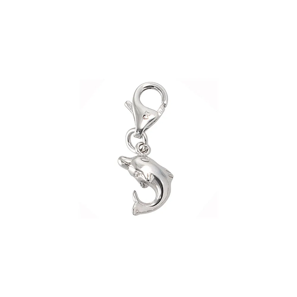 Einhänger Charm Delfin 925 Sterling Silber rhodiniert