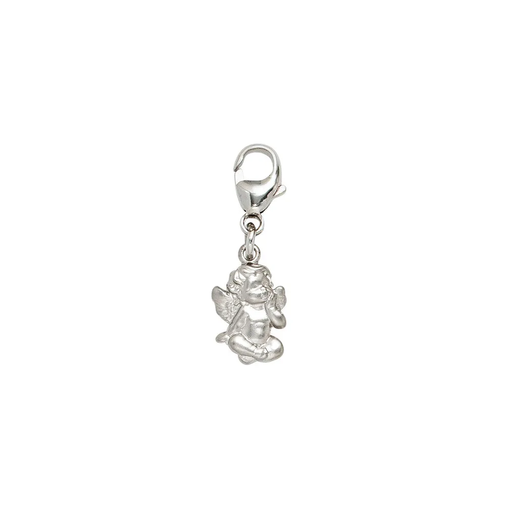 Einhänger Charm Engel 925 Sterling Silber rhodiniert mattiert