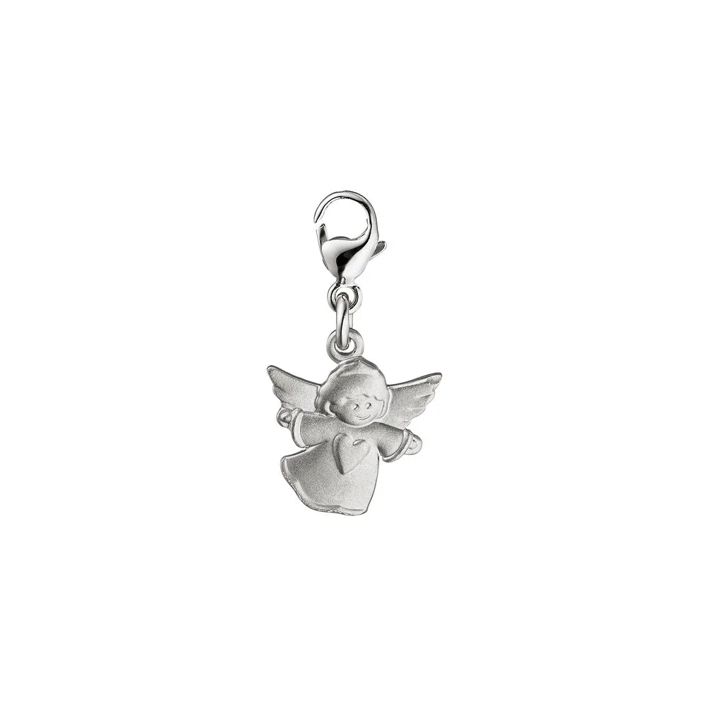 Einhänger Charm Engel Schutzengel 925 Sterling Silber matt mattiert