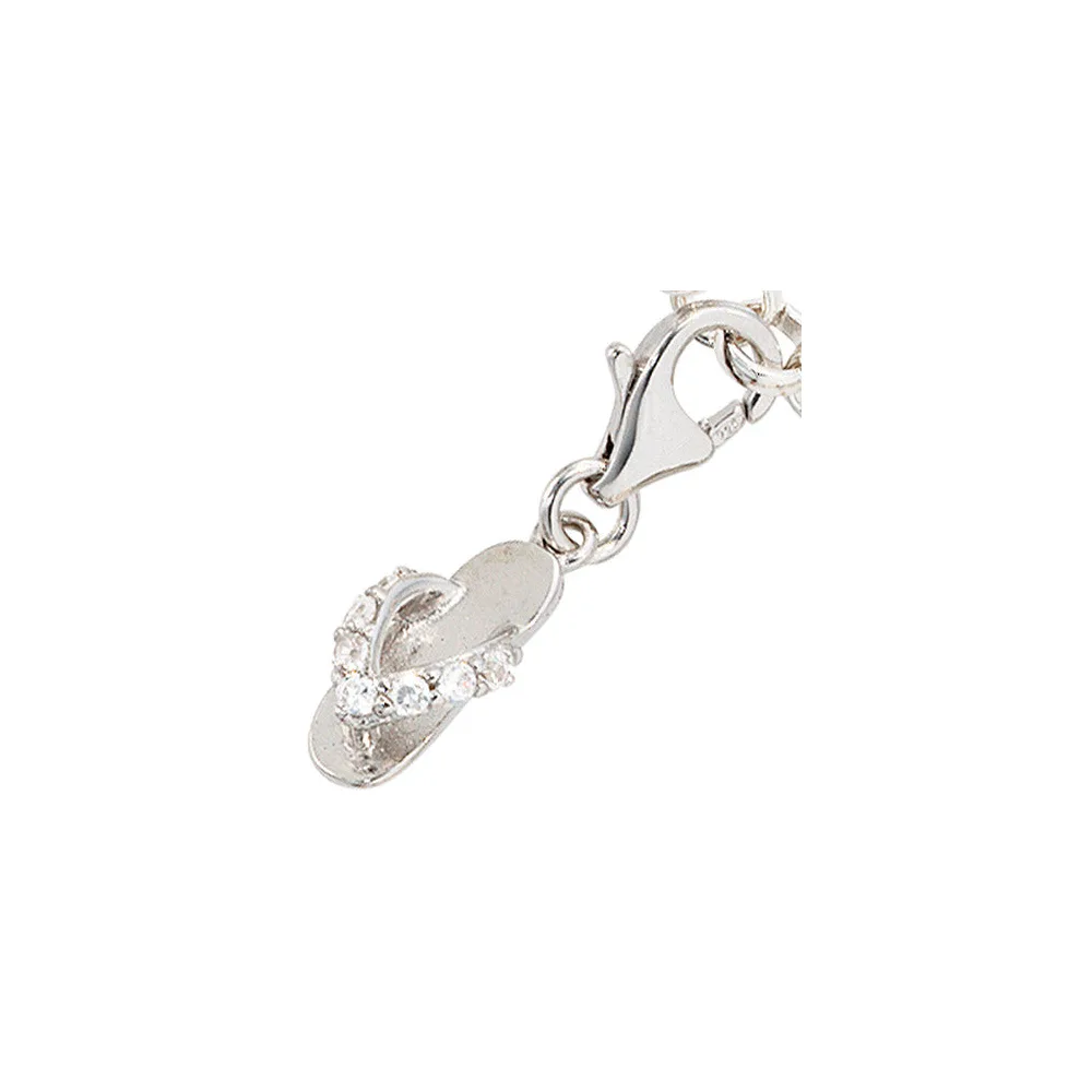 Einhänger Charm Flip-Flop 925 Sterling Silber rhodiniert 7 Zirkonia