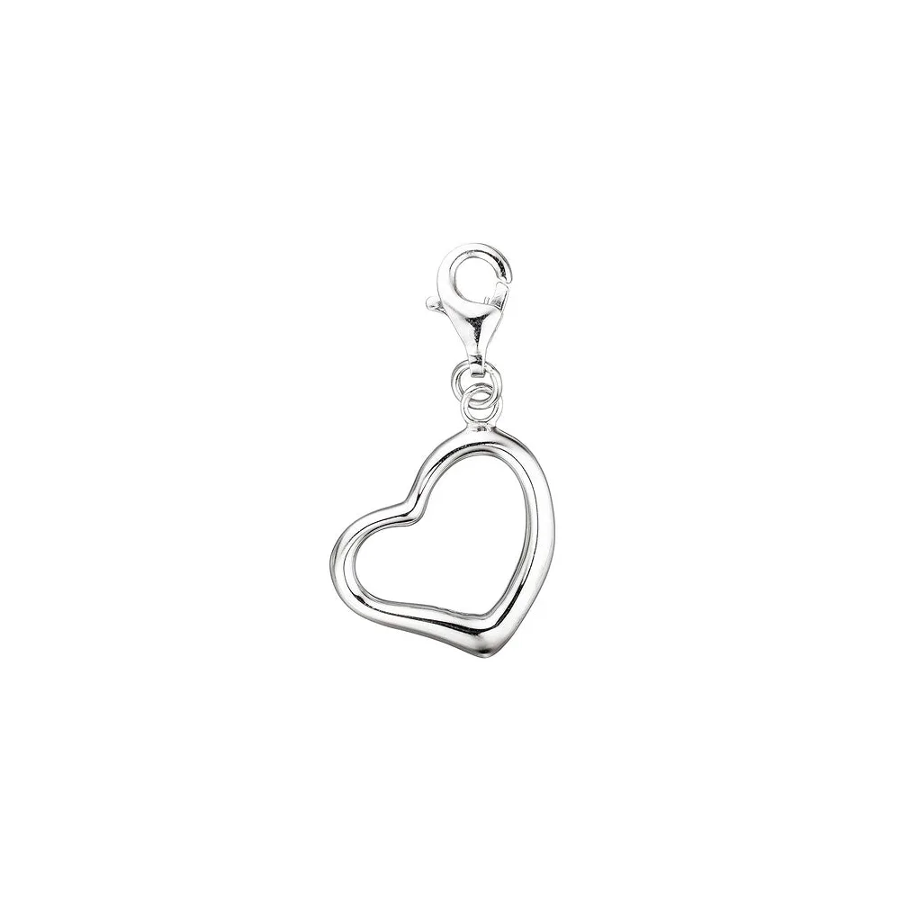 Einhänger Charm Herz 925 Sterling Silber rhodiniert Karabiner