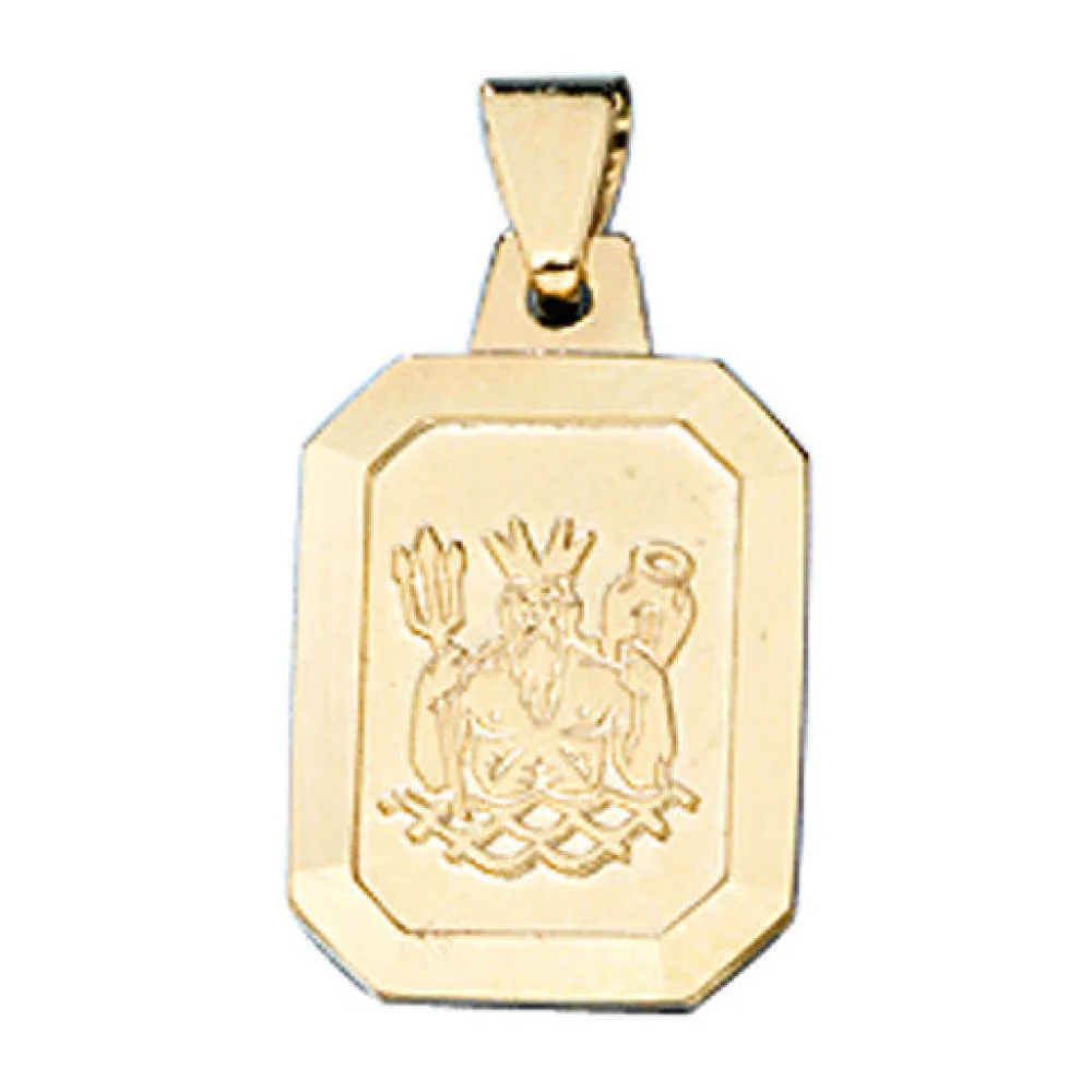 Anhänger Sternzeichen Wassermann 333 Gold Gelbgold matt Sternzeichenanhänger