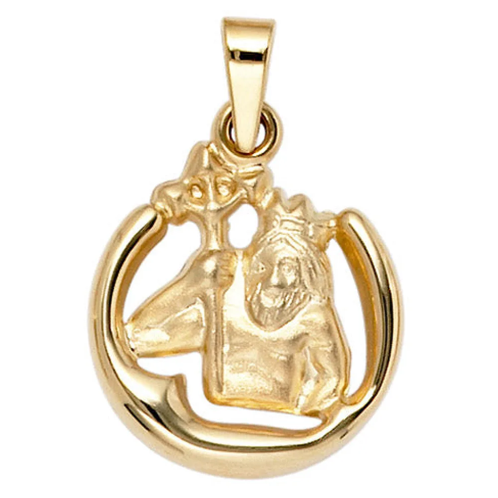 Anhänger Sternzeichen Wassermann 375 Gold Gelbgold matt Sternzeichenanhänger