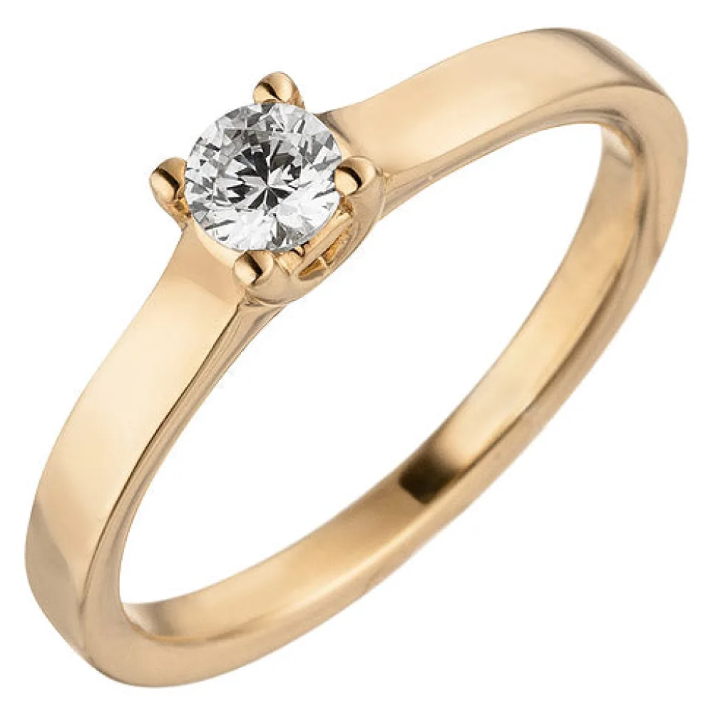 Damen Ring 585 Gold Rotgold 1 Diamant Brillant 0 15 ct. Diamantring Solitär-58