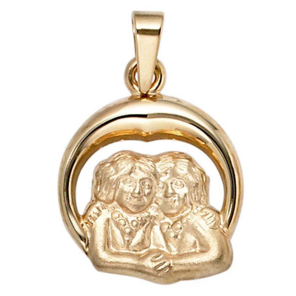 Anhänger Sternzeichen Zwilling 375 Gold Gelbgold matt Sternzeichenanhänger