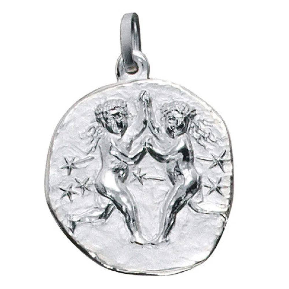 Anhänger Sternzeichen Zwilling 925 Sterling Silber matt Sternzeichenanhänger