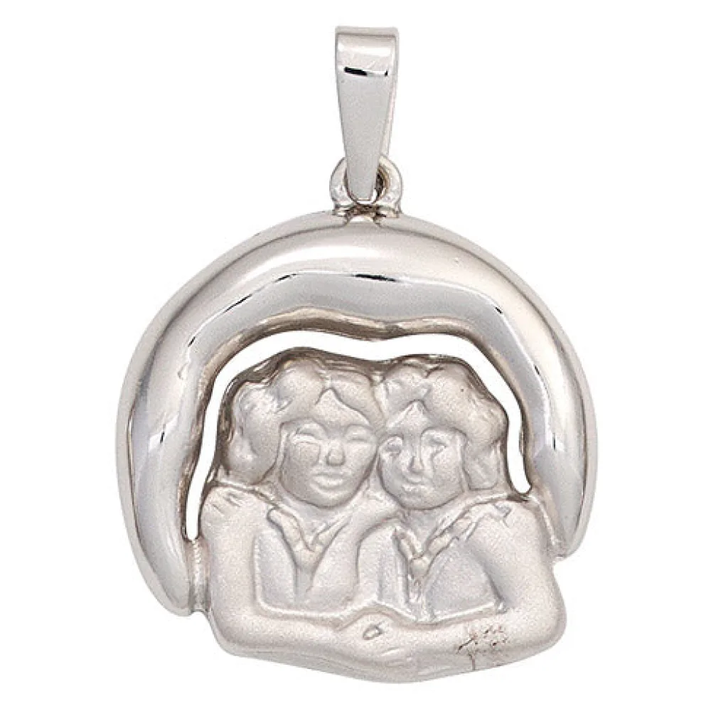 Anhänger Sternzeichen Zwilling 925 Sterling Silber matt Sternzeichenanhänger