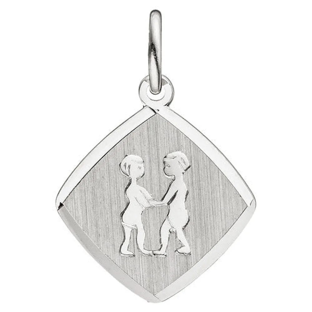 Anhänger Sternzeichen Zwilling 925 Sterling Silber matt Sternzeichenanhänger