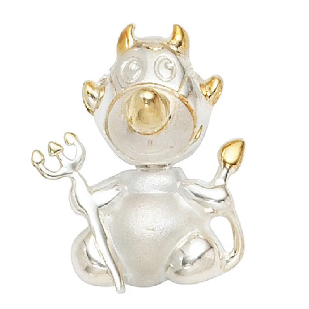 Anhänger Teufel 925 Sterling Silber bicolor vergoldet mattiert
