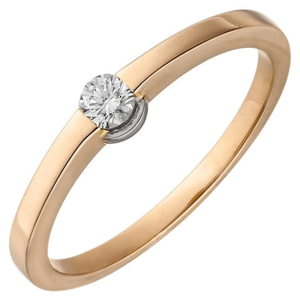 Damen Ring 585 Gold Rotgold 1 Diamant Brillant 0 15ct. Diamantring-58
