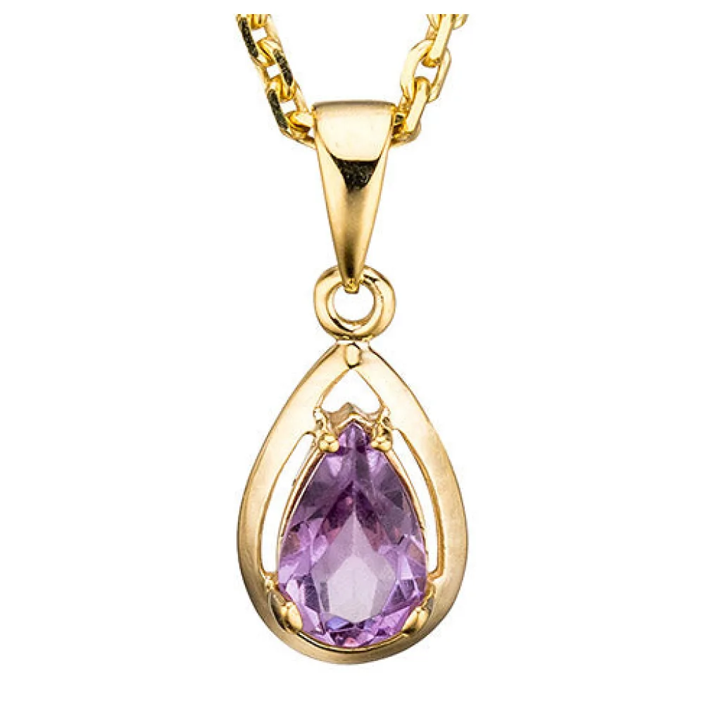 Anhänger Tropfen 333 Gold Gelbgold 1 Amethyst lila violett Goldanhänger
