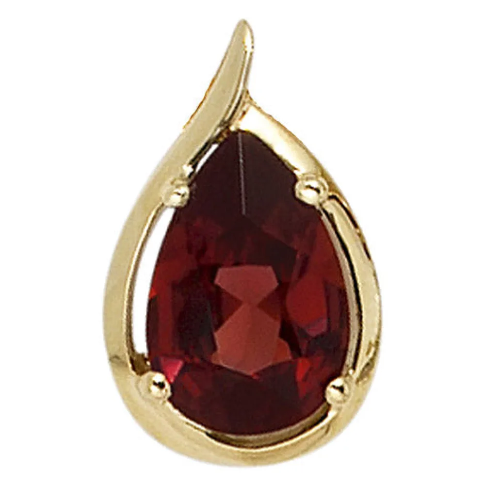 Anhänger Tropfen 585 Gold Gelbgold 1 Granat rot Goldanhänger