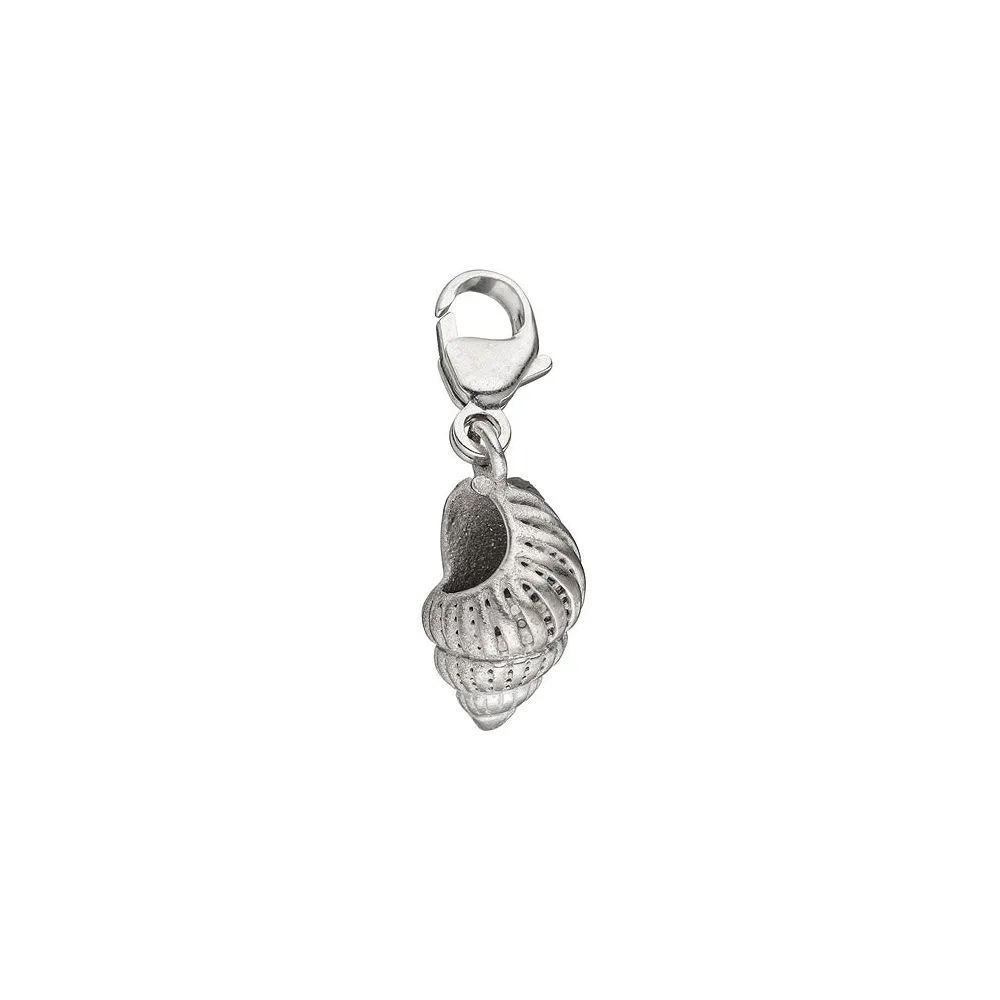 Einhänger Charm Muschel 925 Sterling Silber rhodiniert Karabiner