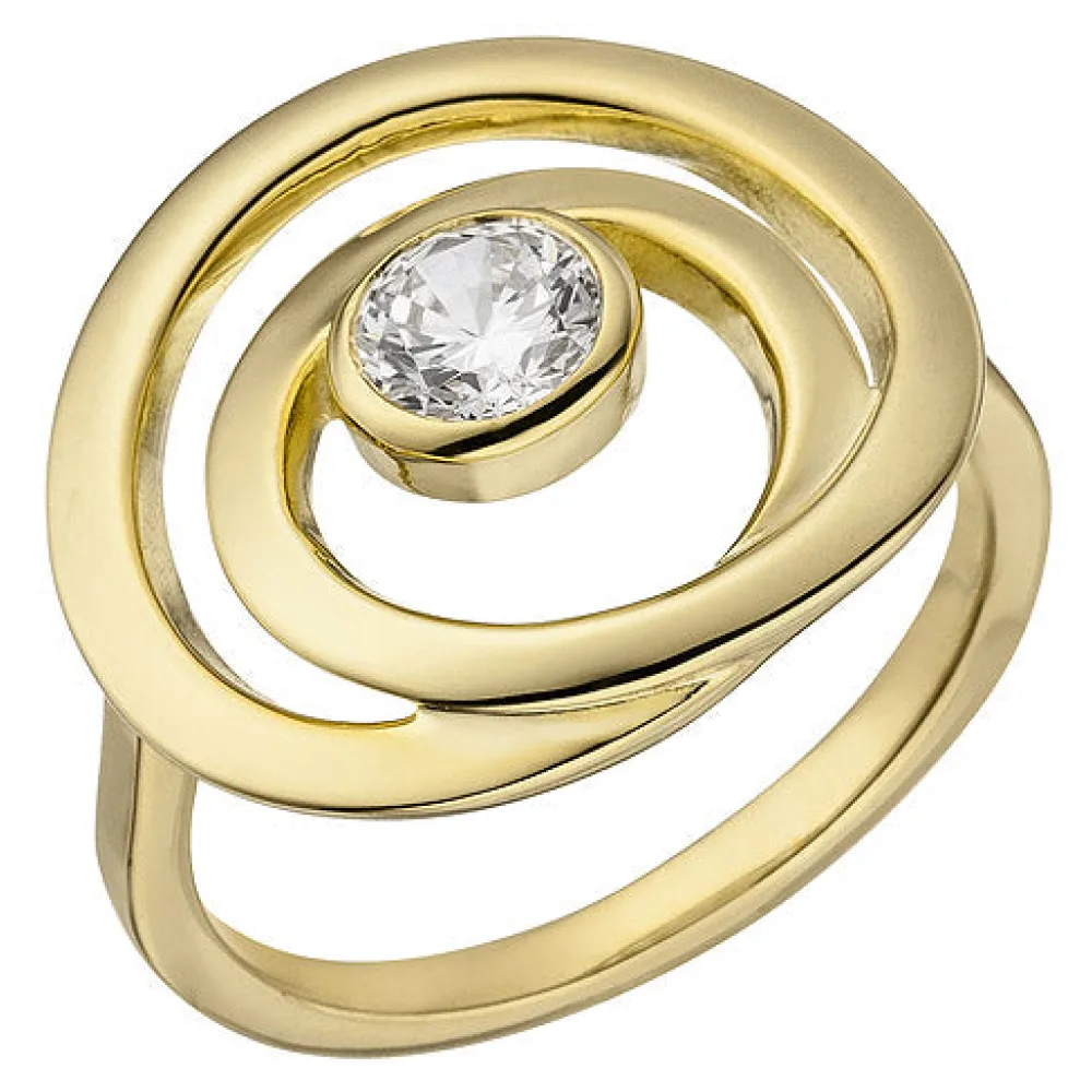 Damen Ring 925 Sterling Silber vergoldet 1 Zirkonia-62