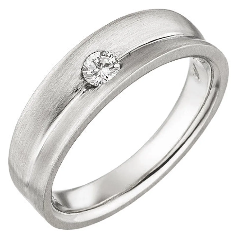 Damen Ring 950 Platin matt 1 Diamant Brillant 0 13ct. Platinring-60