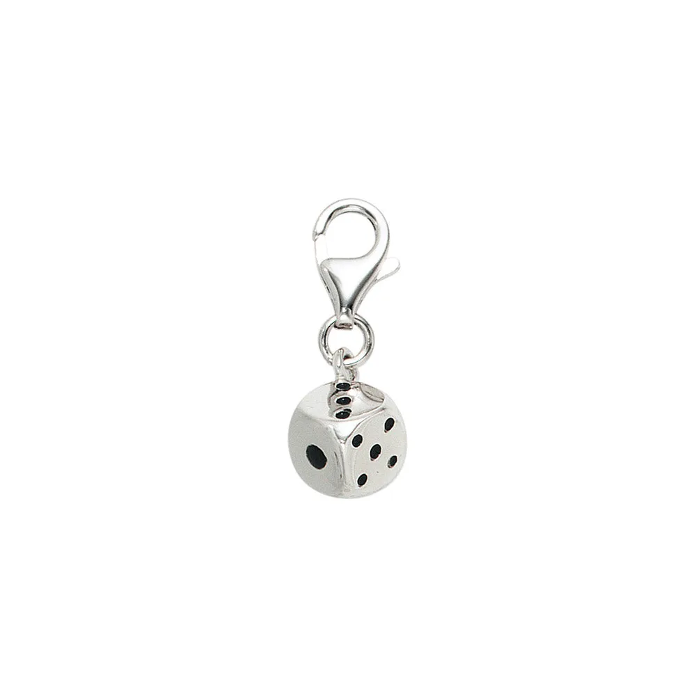 Einhänger Charm Würfel 925 Sterling Silber rhodiniert