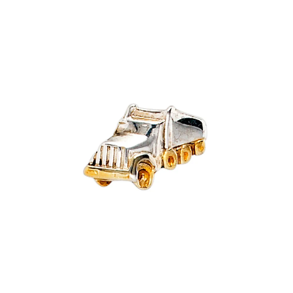 Einzel-Ohrstecker LKW Lastwagen 925 Silber bicolor vergoldet