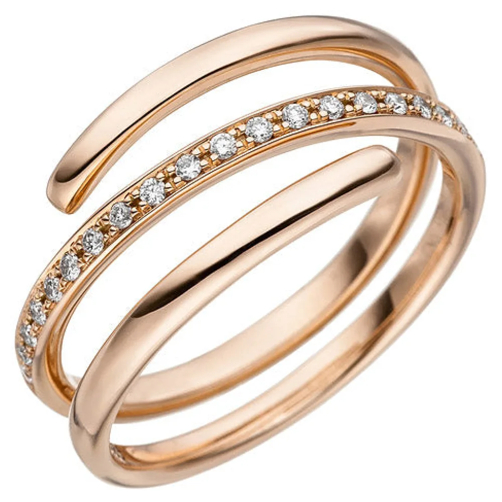 Damen Ring 585 Gold Rotgold 20 Diamanten Brillanten 0 14ct. Diamantring-58