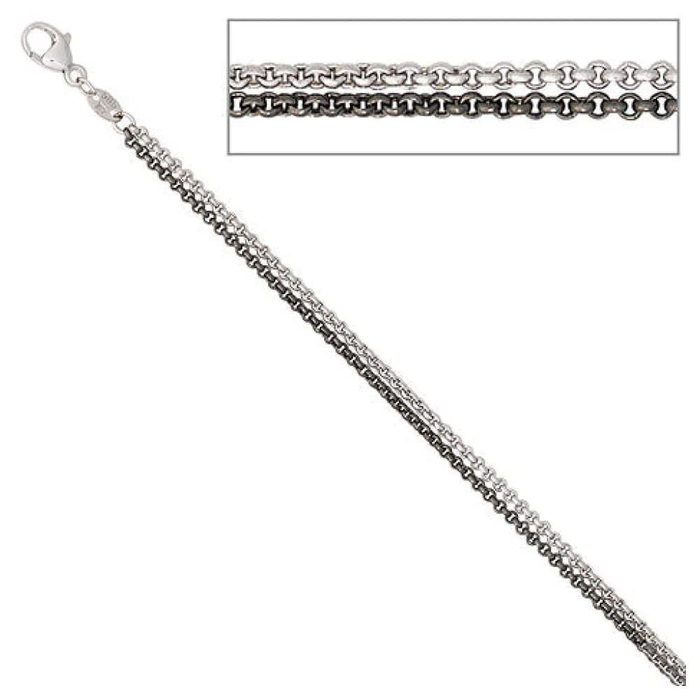 Erbskette 2-reihig 585 Weißgold 45 cm Halskette Kette Weißgoldkette Karabiner