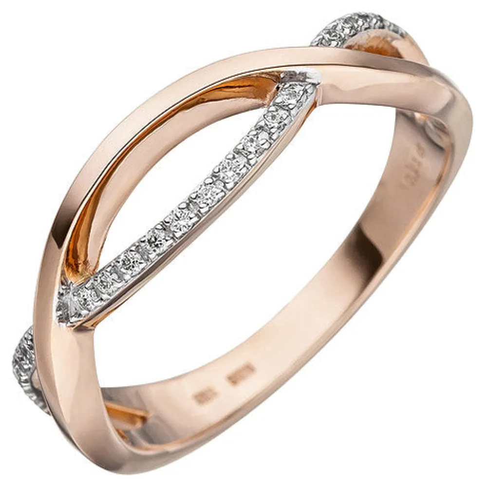 Damen Ring 585 Gold Rotgold 20 Diamanten Brillanten Diamantring-60