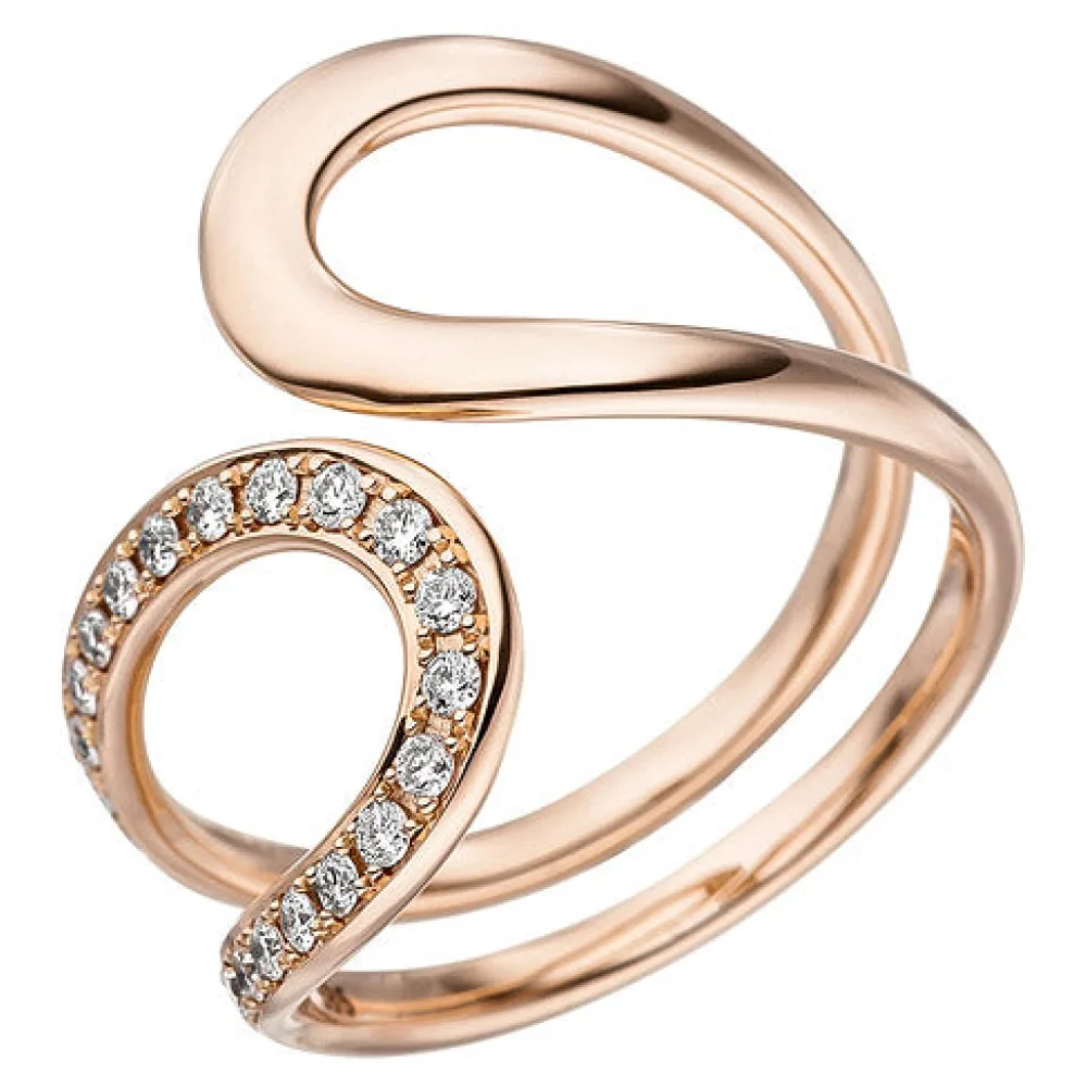 Damen Ring 585 Gold Rotgold 21 Diamanten Brillanten Rotgoldring Diamantring-58