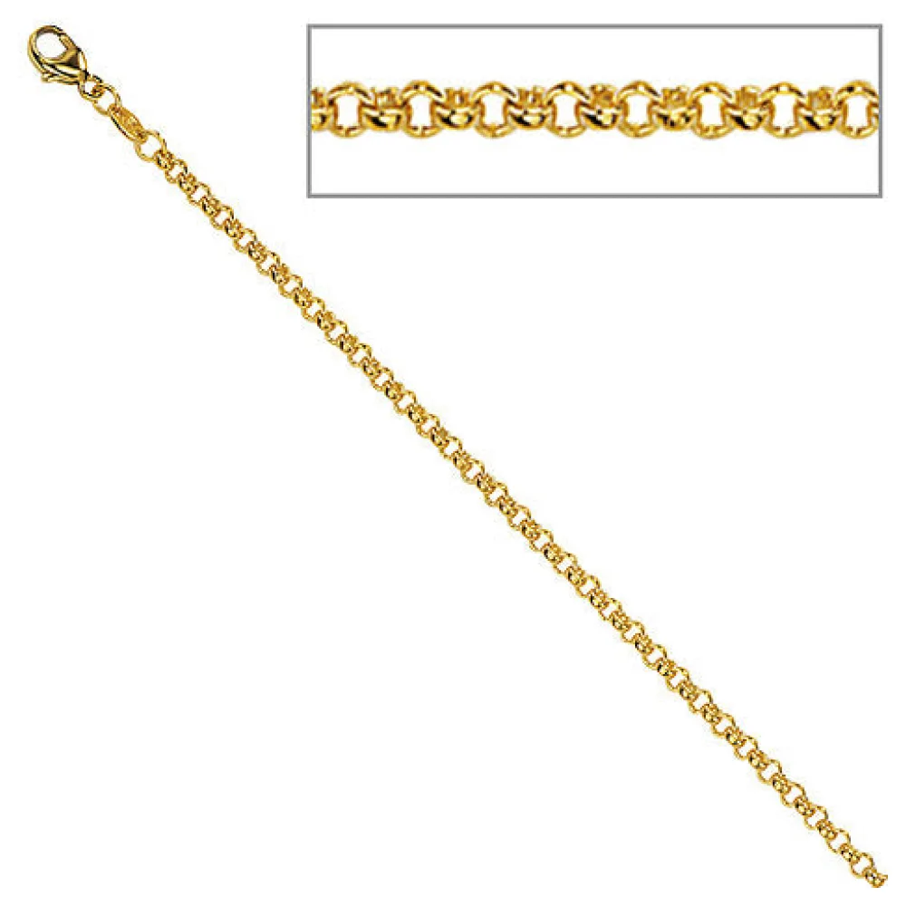 Erbskette 585 Gelbgold 2 5 mm 45 cm Gold Kette Halskette Goldkette Karabiner