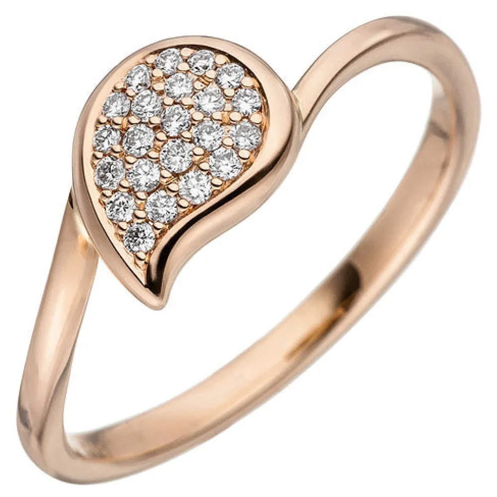 Damen Ring 585 Gold Rotgold 22 Diamanten Brillanten Diamantring Rotgoldring-52
