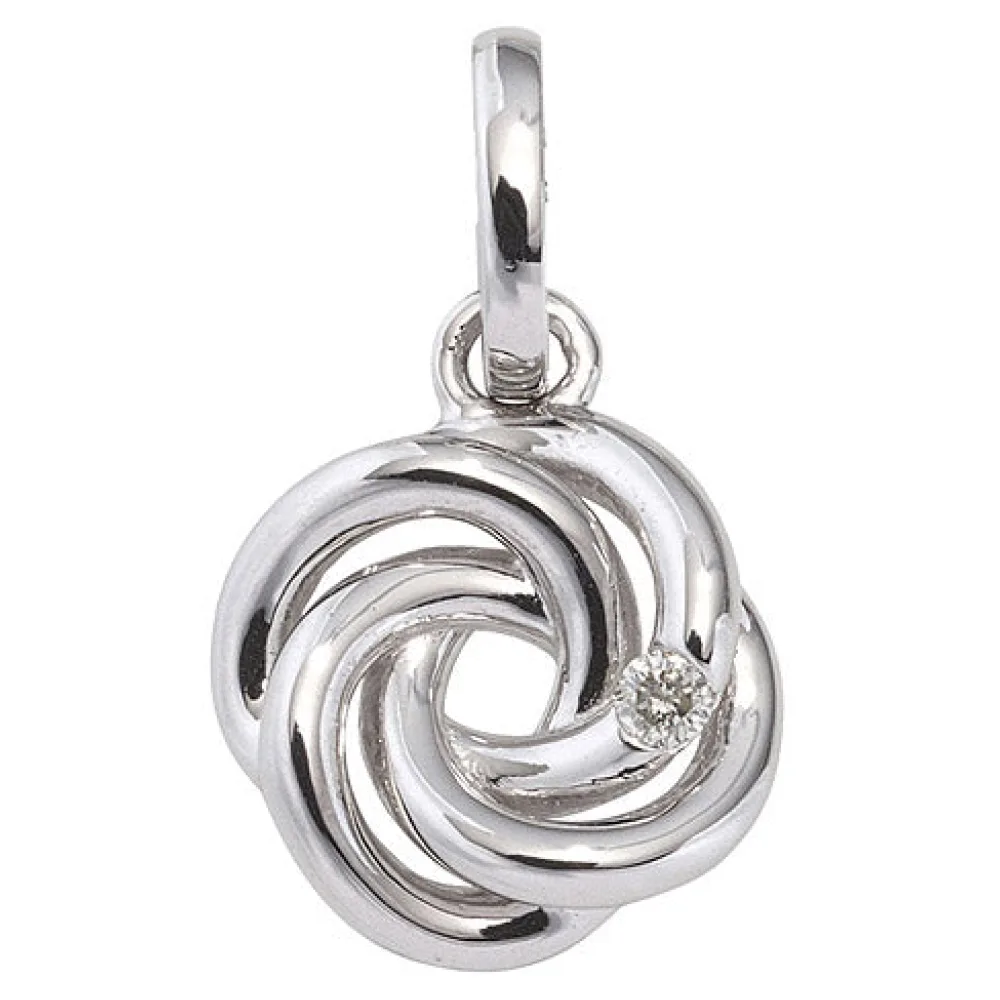 Anhänger verschlungen 585 Gold Weißgold 1 Diamant Brillant Diamantanhänger