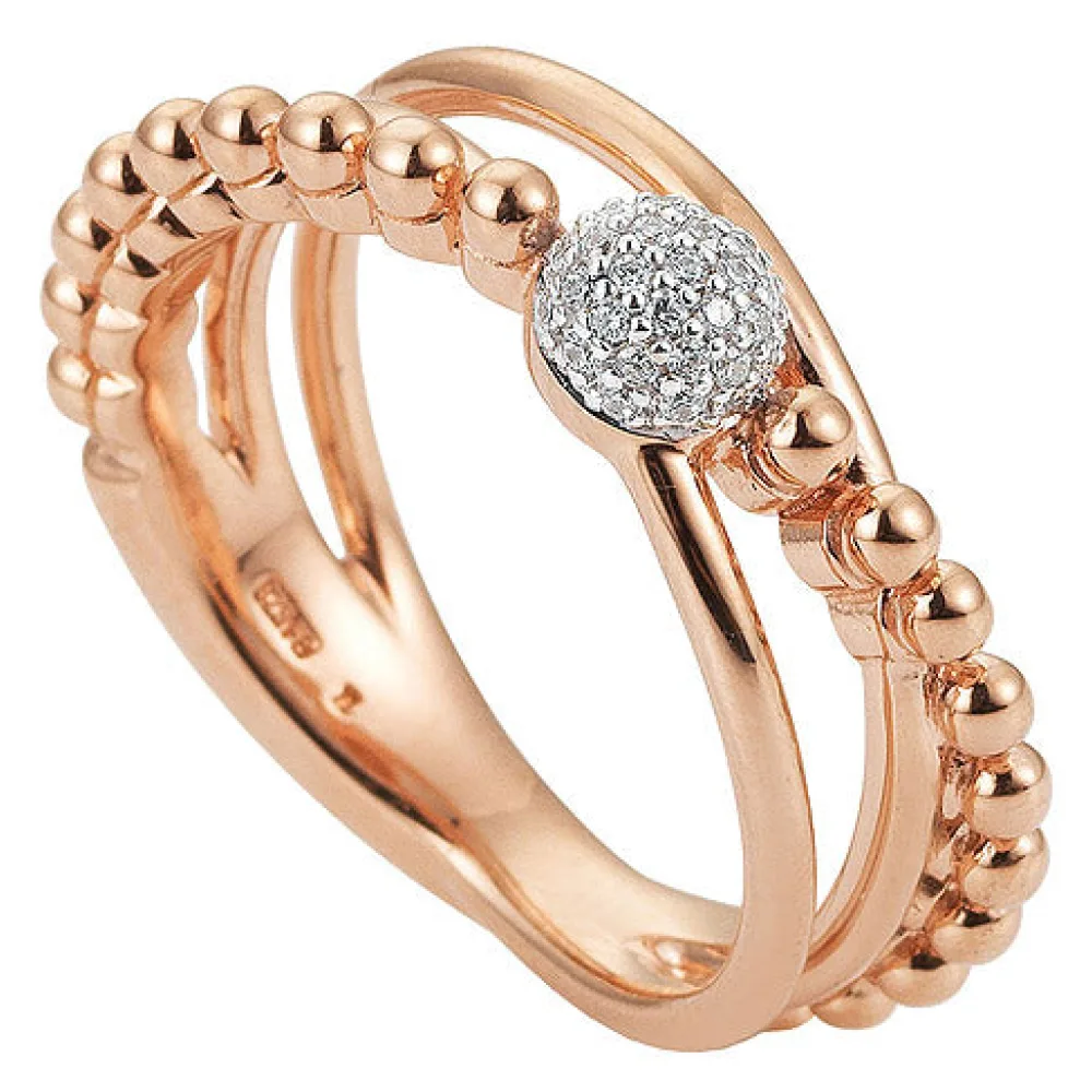 Damen Ring 585 Gold Rotgold Roségold 31 Diamanten Brillanten Roségoldring-54