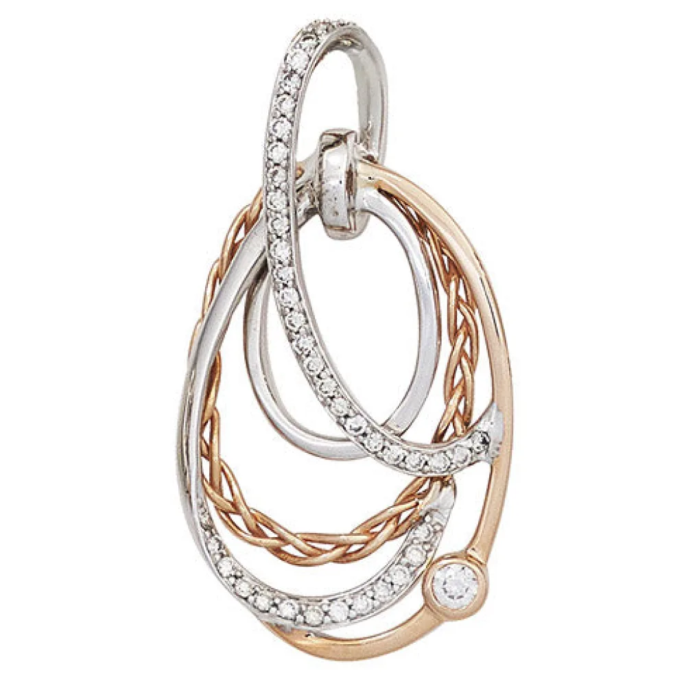 Anhänger verschlungen 585 Gold Weißgold Rotgold bicolor 41 Diamanten Brillanten