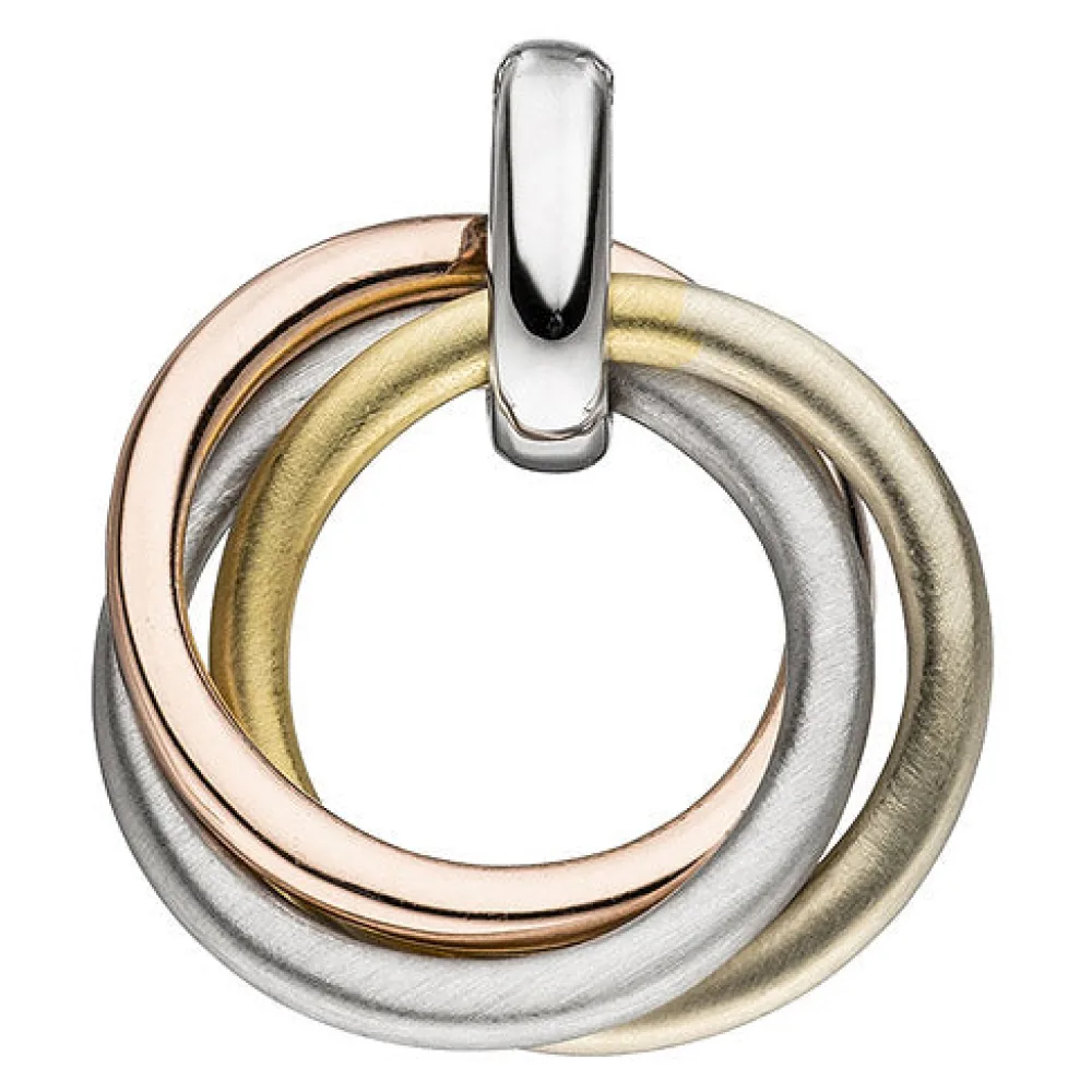 Anhänger verschlungen 925 Sterling Silber gold vergoldet tricolor dreifarbig
