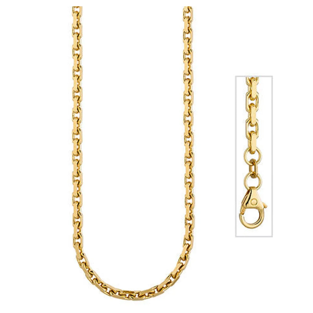 Ankerkette 333 Gold Gelbgold diamantiert 3 mm 45 cm Kette Halskette Goldkette