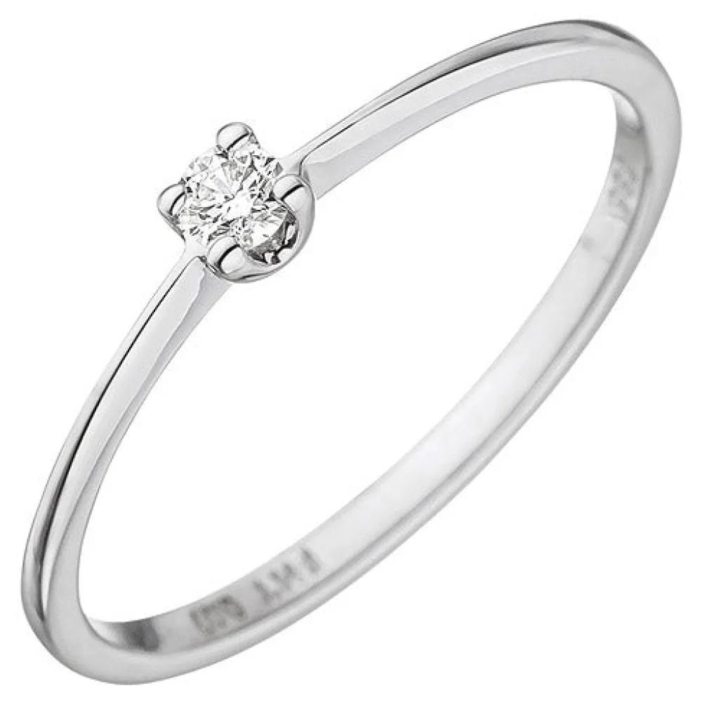 Damen Ring 585 Gold Weißgold 1 Diamant Brillant 0 07ct. Weißgoldring Diamantring-58